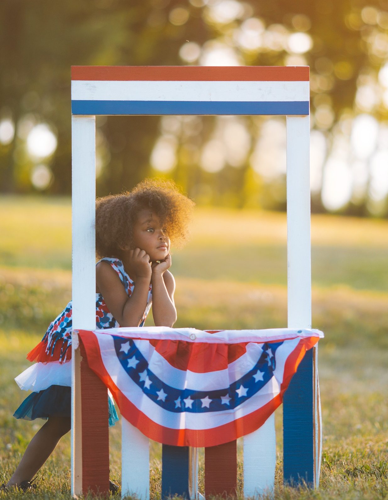 Young girl at a political booth